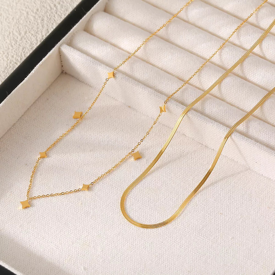 Style A necklace featuring layered and geometric