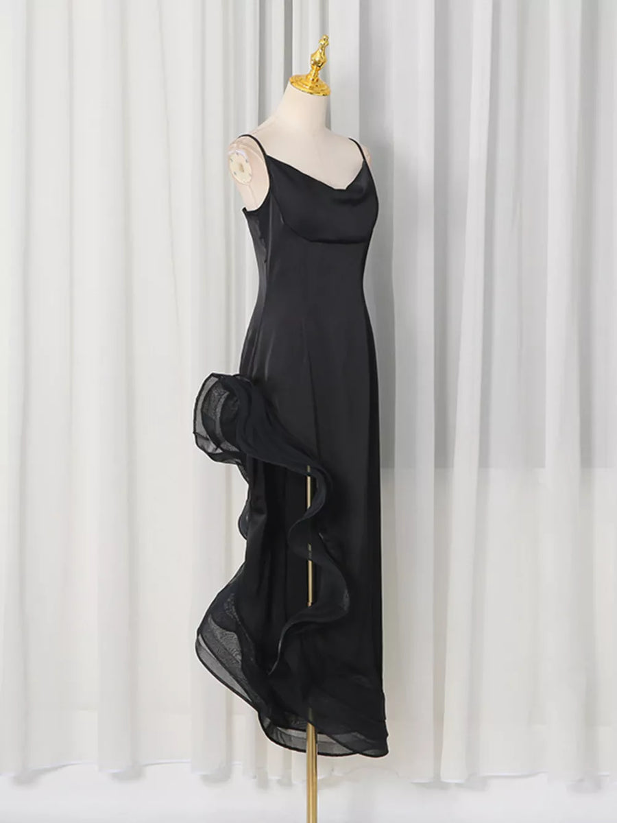 Spaghetti Strap Ruffle Slit Maxi Dress option 5
