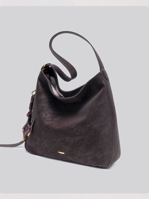 dark brown with handbag with shoulder strap