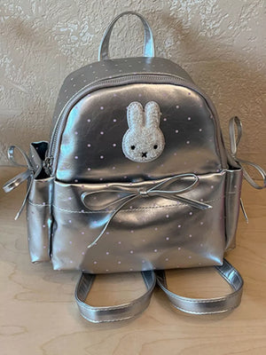 backpack featuring polka dot in Silver with PU Leather Imported Size &amp texture