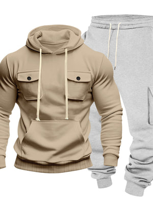 athleisure tracksuit in Black with hooded