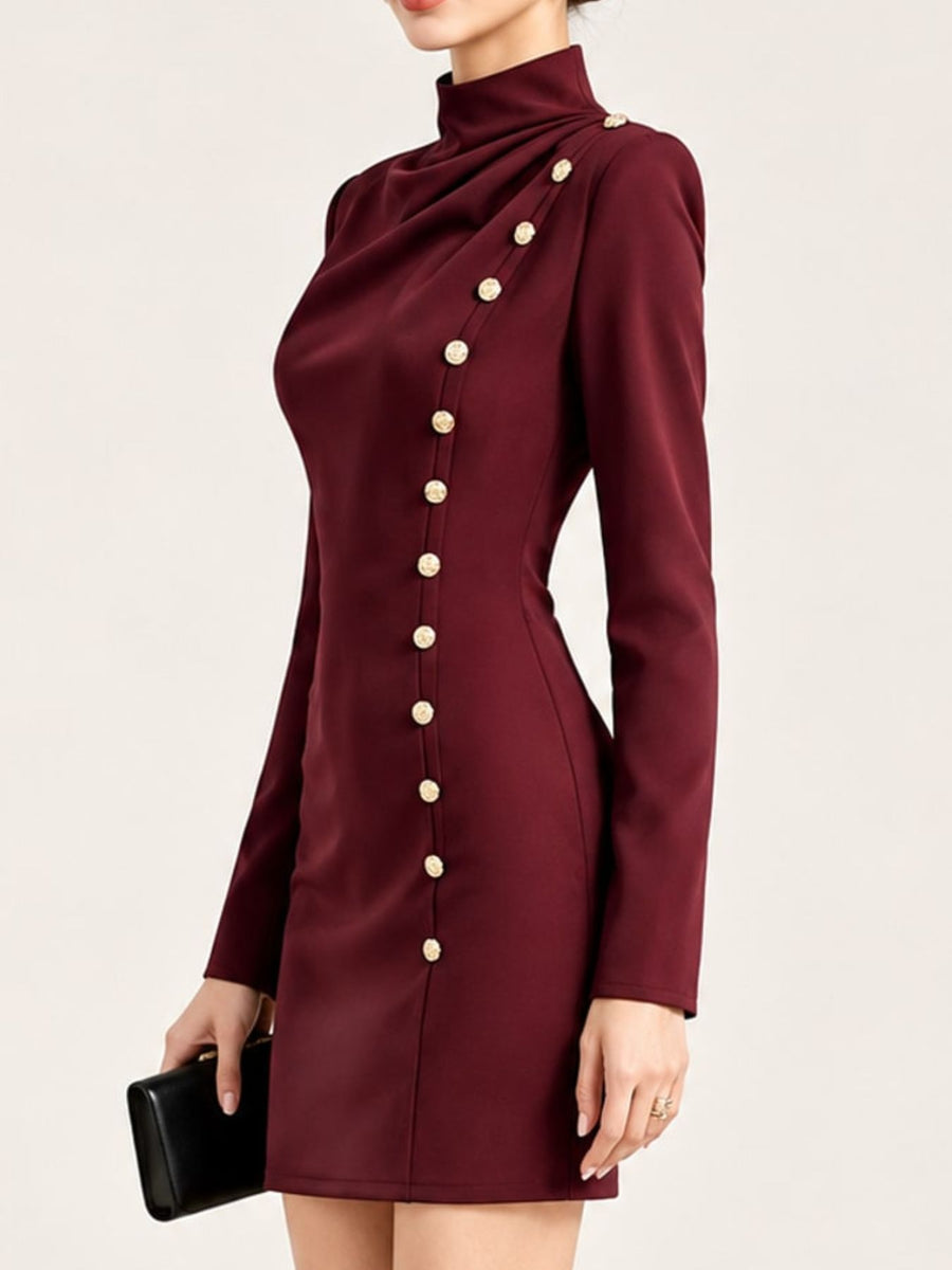 mini dress in White with decorative buttons and mini
