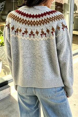 burgundy pullover sweater featuring stretch and Fair Isle