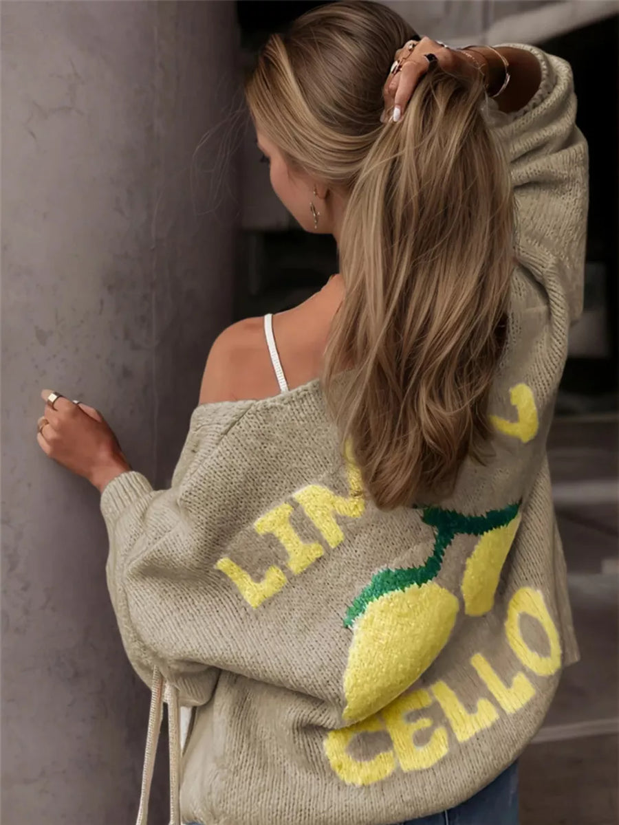 Khaki Lemon Button Up Cardigan