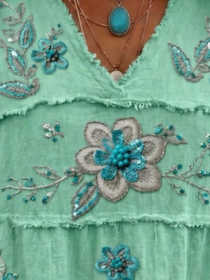 Neon Green blouse with tunic-length and pullover