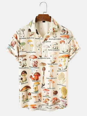 Pastel Yellow Men's Full Size Printed Button Up Shirt