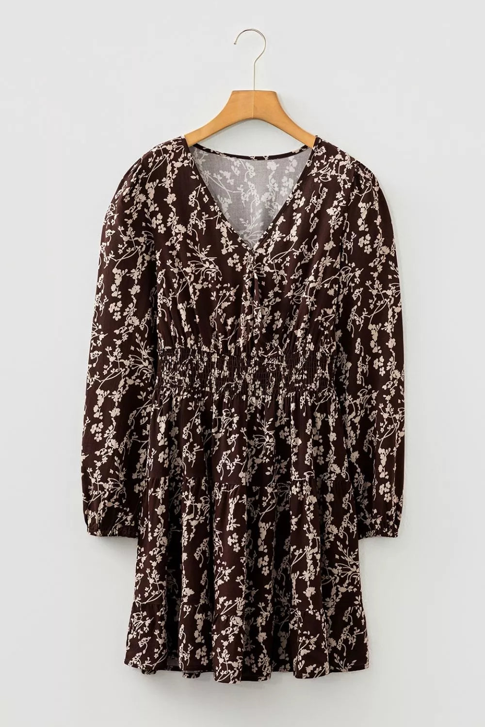 Ditsy Floral Print Split Neck Mini Dress option 7