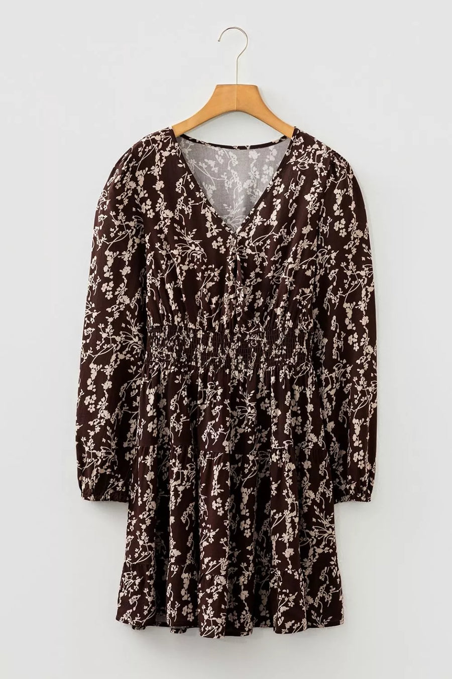 Ditsy Floral Print Split Neck Mini Dress option 7