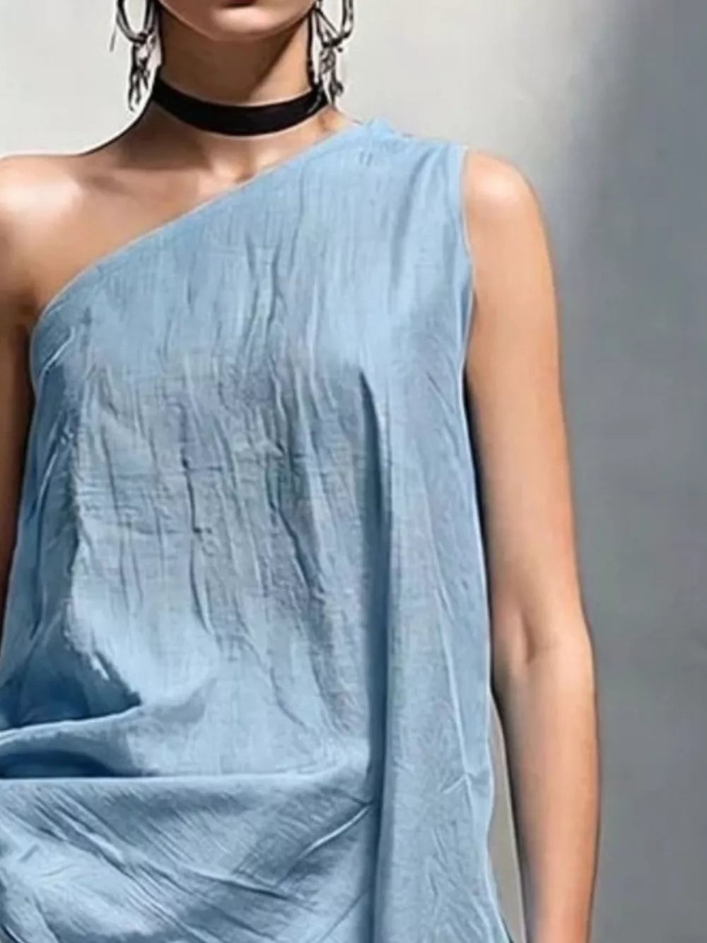 100% polyester Care instructions: Machine wash cold one-shoulder top in Khaki with relaxed silhouette