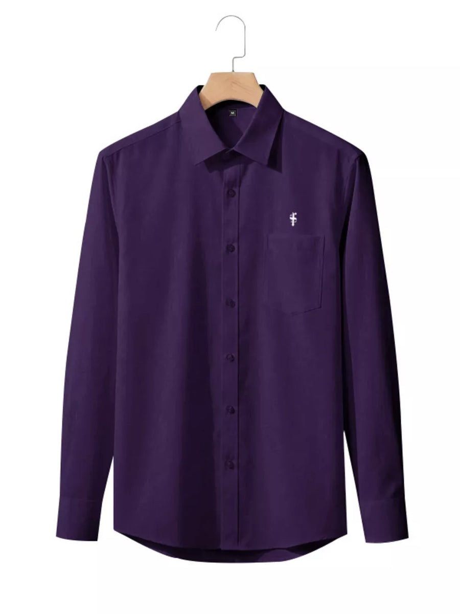 Men's Slim Fit Button Up Shirt Plus Size in Black, view 17