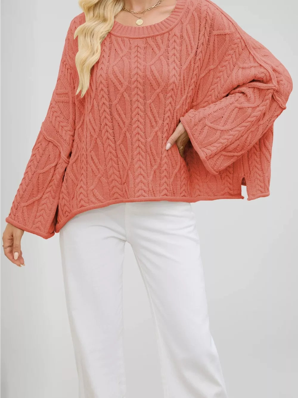 classic pullover sweater in camel with crew neck