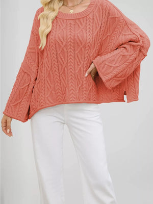 classic pullover sweater in camel with crew neck