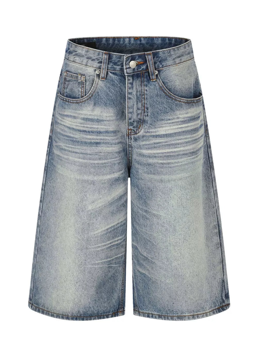 Men's Vintage Wash Wide Leg Denim Capris