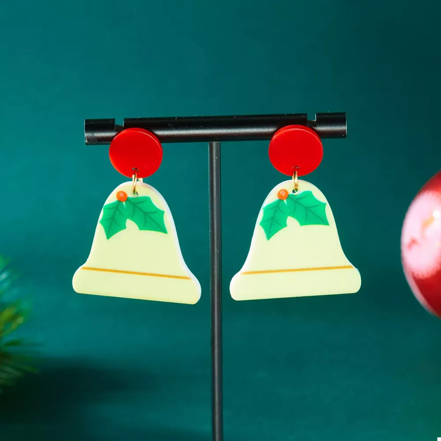 green earrings featuring dangle and graphic print