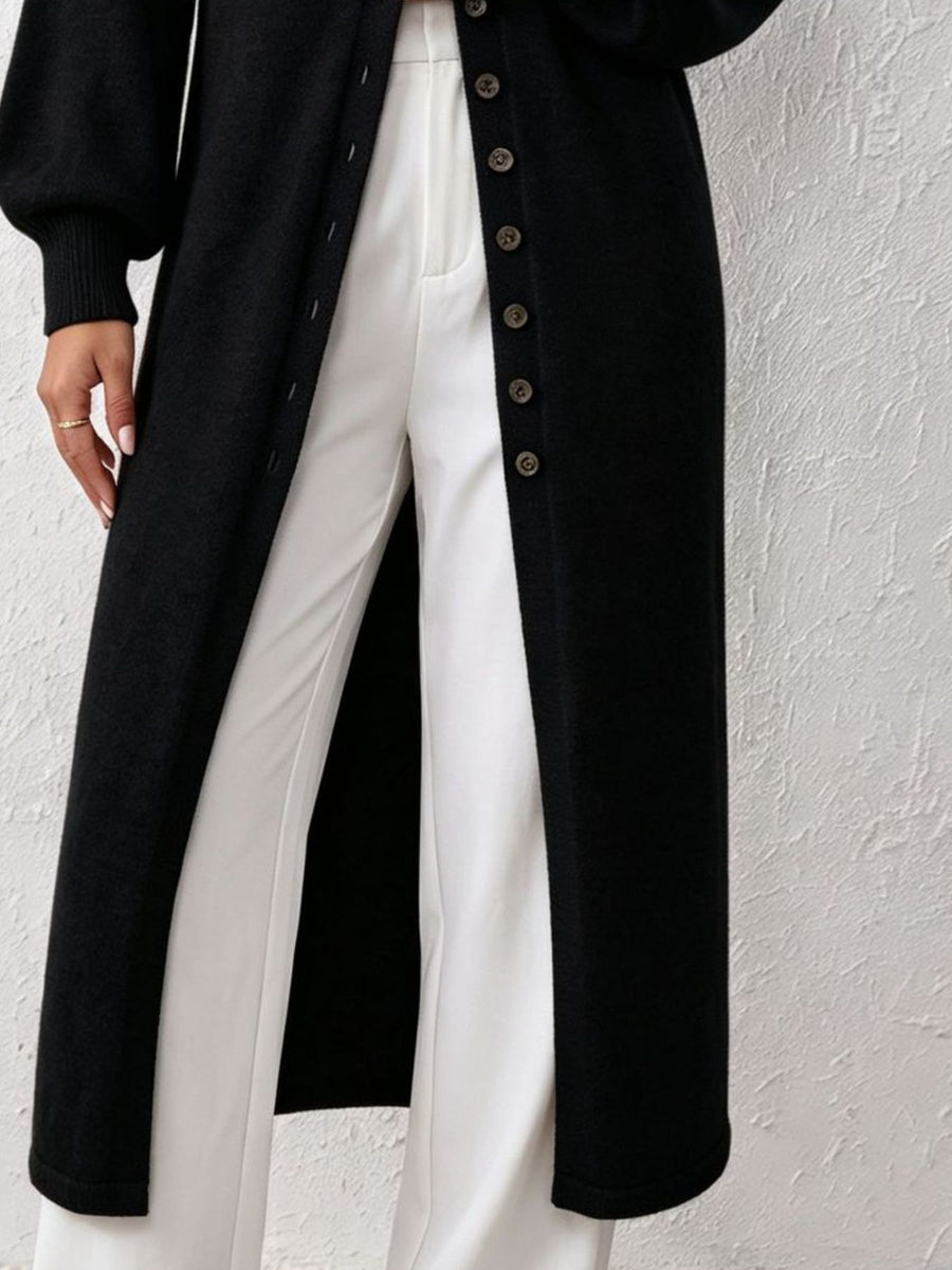 Dark Brown cardigan with stretchy and lantern sleeve
