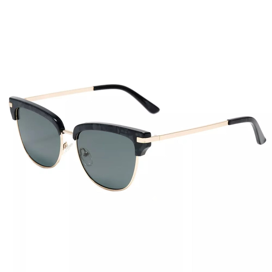 White Classic Clubmaster Sunglasses With Gold Accents