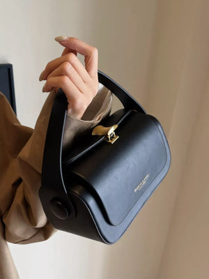 Pu Leather Flap Crossbody Bag in Black