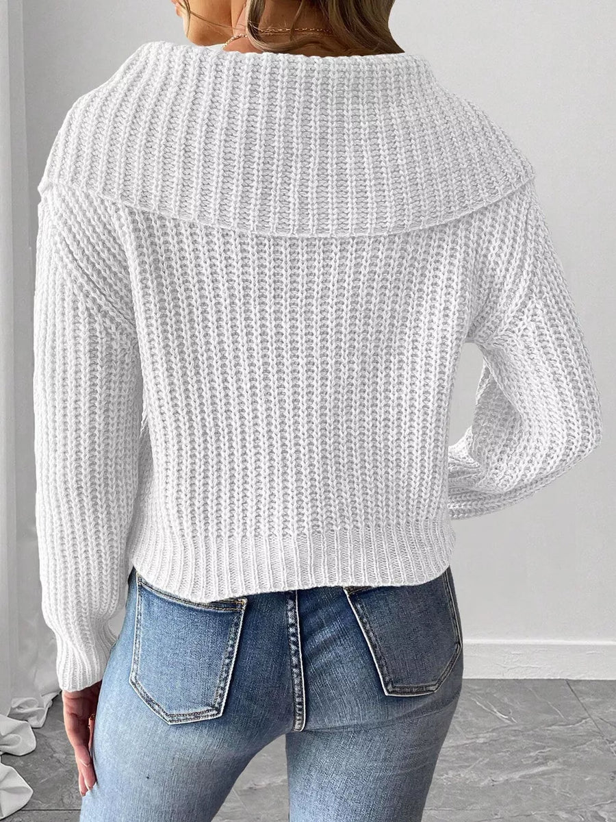 Black pullover sweater with cropped and pullover