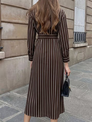 shirt dress in Brown with striped and buttoned