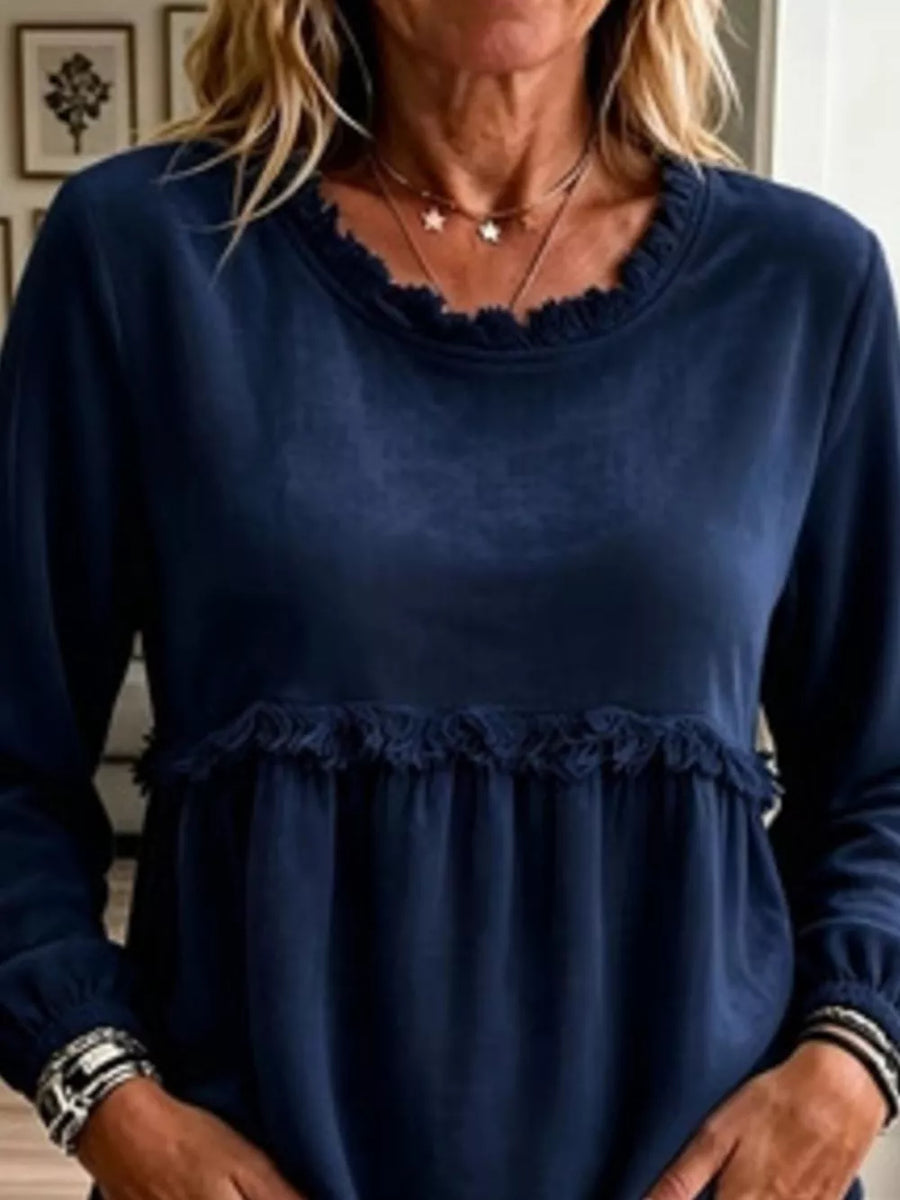 bohemian blouse in Yellow with round neck