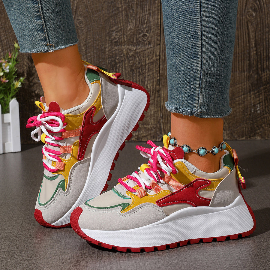 Polyester,Rubber Imported Size &amp sneakers in yellow with chunky silhouette