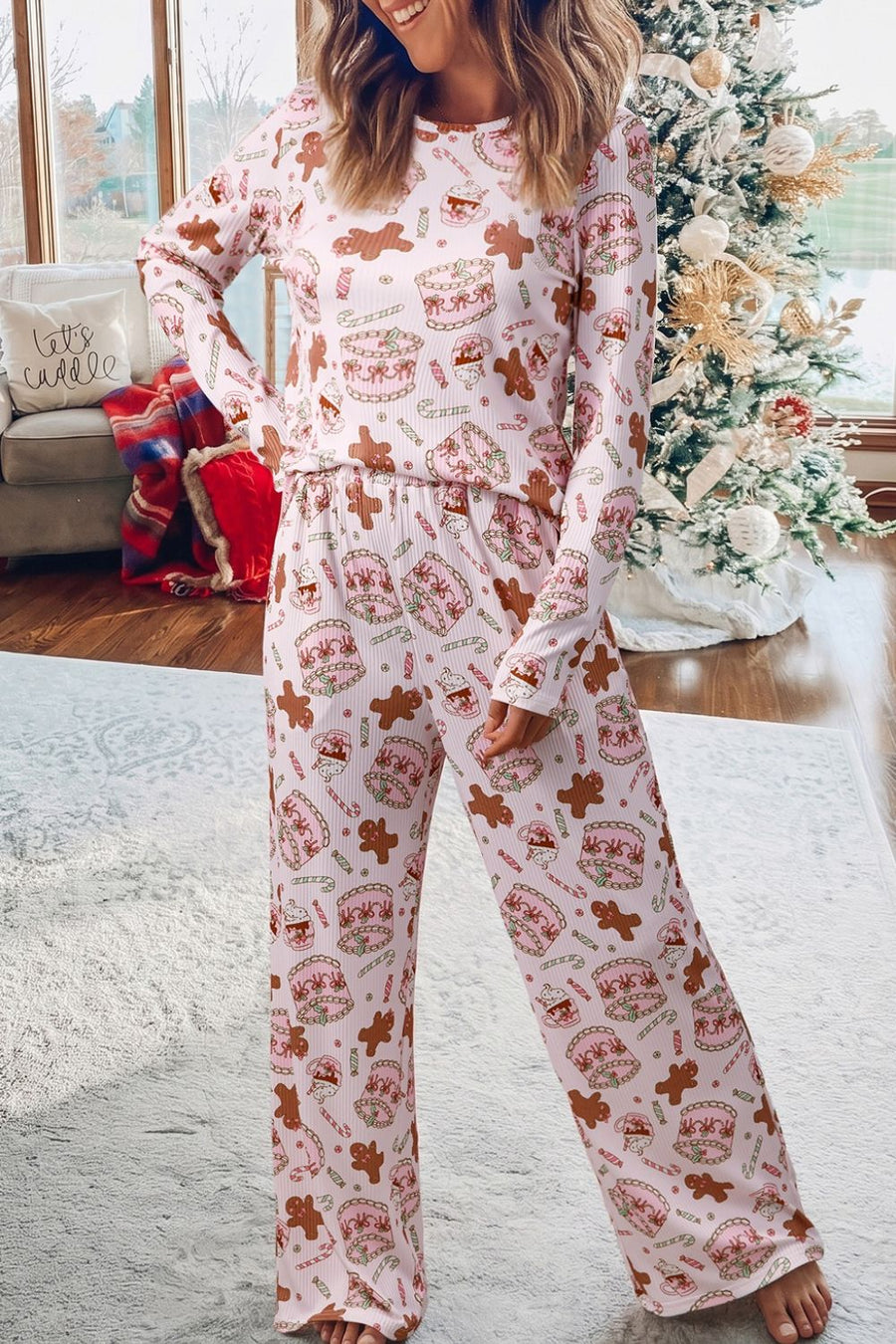 95% polyester, 5% elastane Care instructions: Machine wash cold pajama set in white with relaxed silhouette