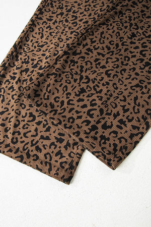 Leopard Print Elastic High Waist Corduroy Pants option 10