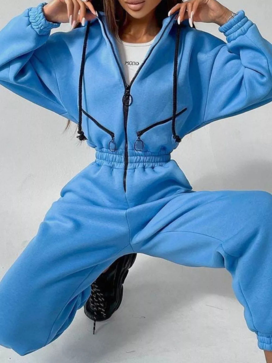 100% polyester Care instructions: Machine wash cold jumpsuit in Blue with relaxed silhouette
