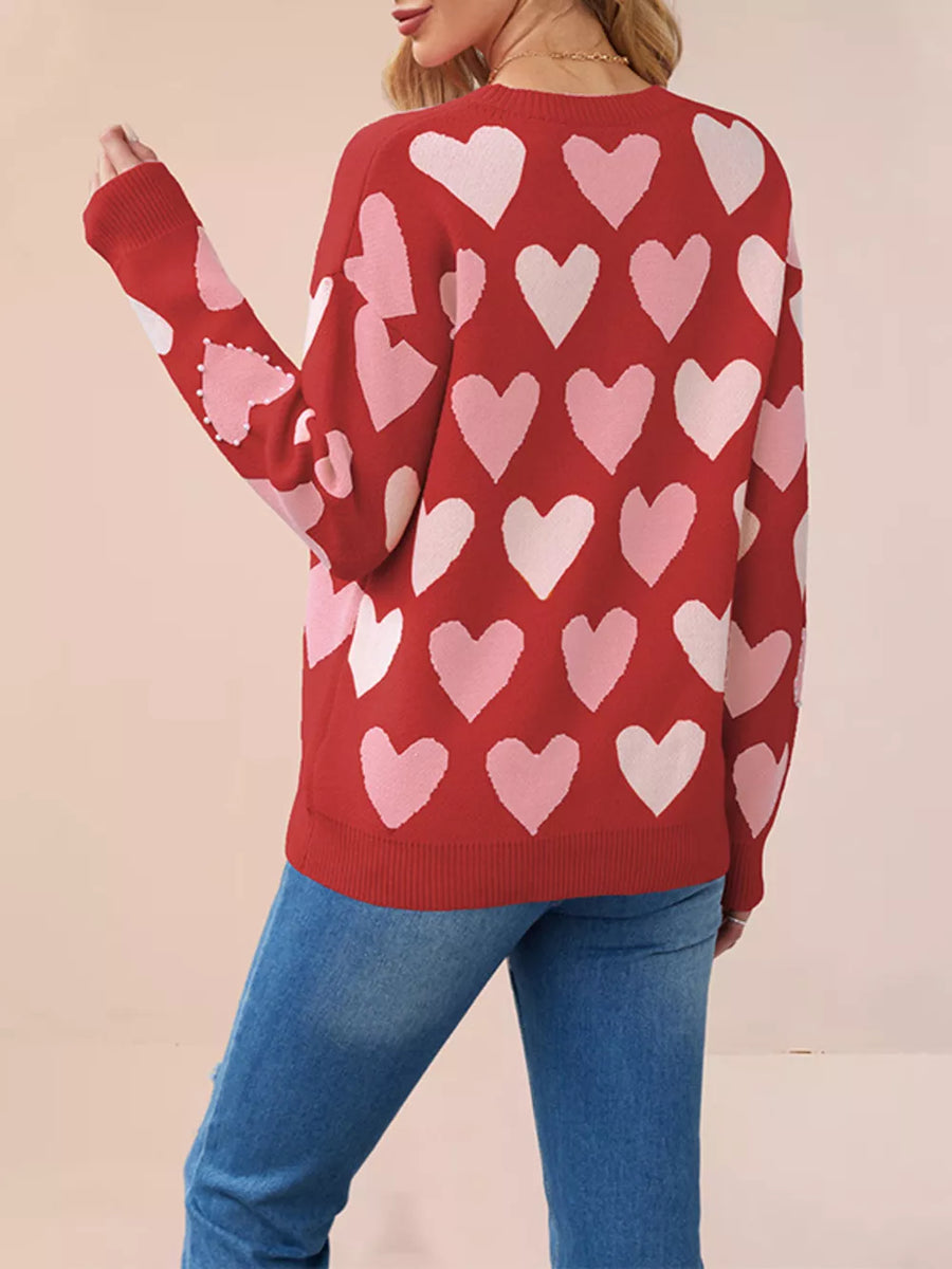 romantic pullover sweater in Black with crew neck
