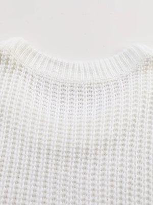 Ribbed Knit Round Neck Chunky Sweater option 9