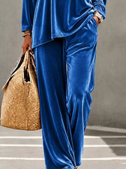 100% polyester Care instructions: Machine wash cold top and pants set in Red with relaxed silhouette