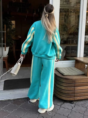 100% polyester Care instructions: Machine wash cold lounge set in Green with relaxed silhouette