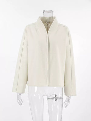 Elegant Stand Collar Open Front Outerwear option 5