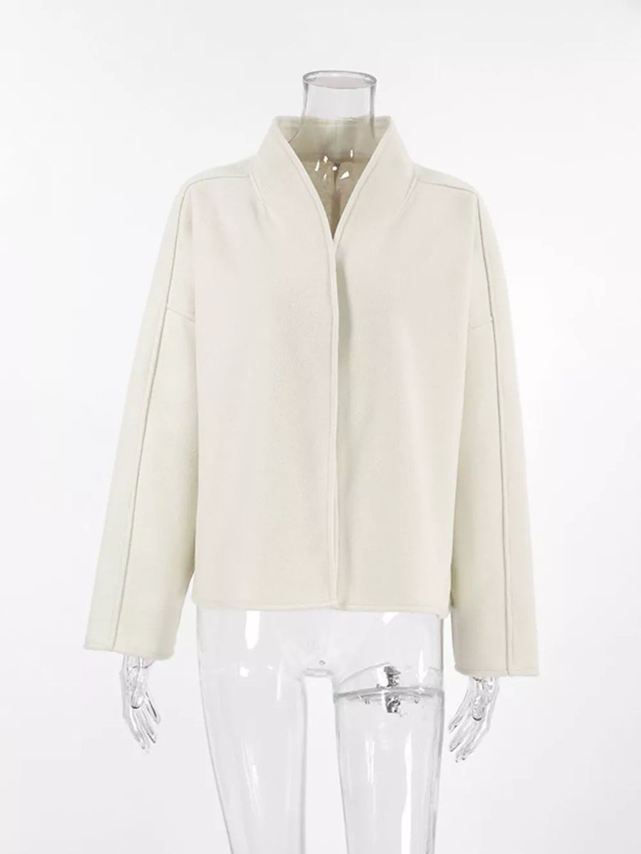 Elegant Stand Collar Open Front Outerwear option 5