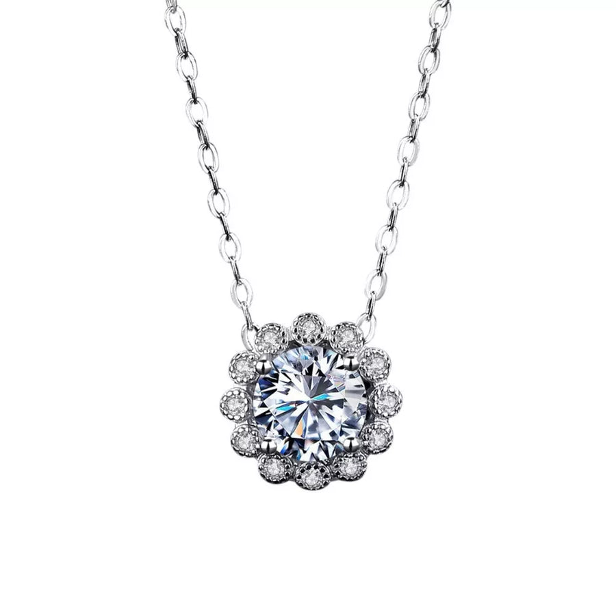 necklace in Silver with floral and flower pendant