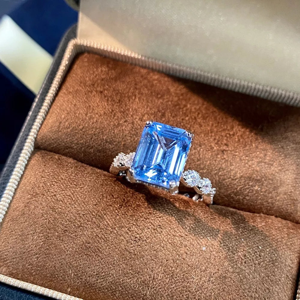 ring in Pastel Blue with geometric and zircon accents