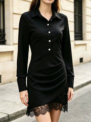 shirt dress in black featuring buttoned and fitted fit