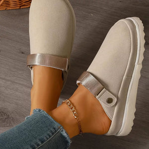 Round Toe Platform Slippers in cream with round toe