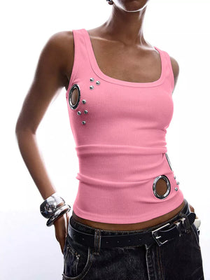 tank top in Rose Red with scoop neck and sleeveless