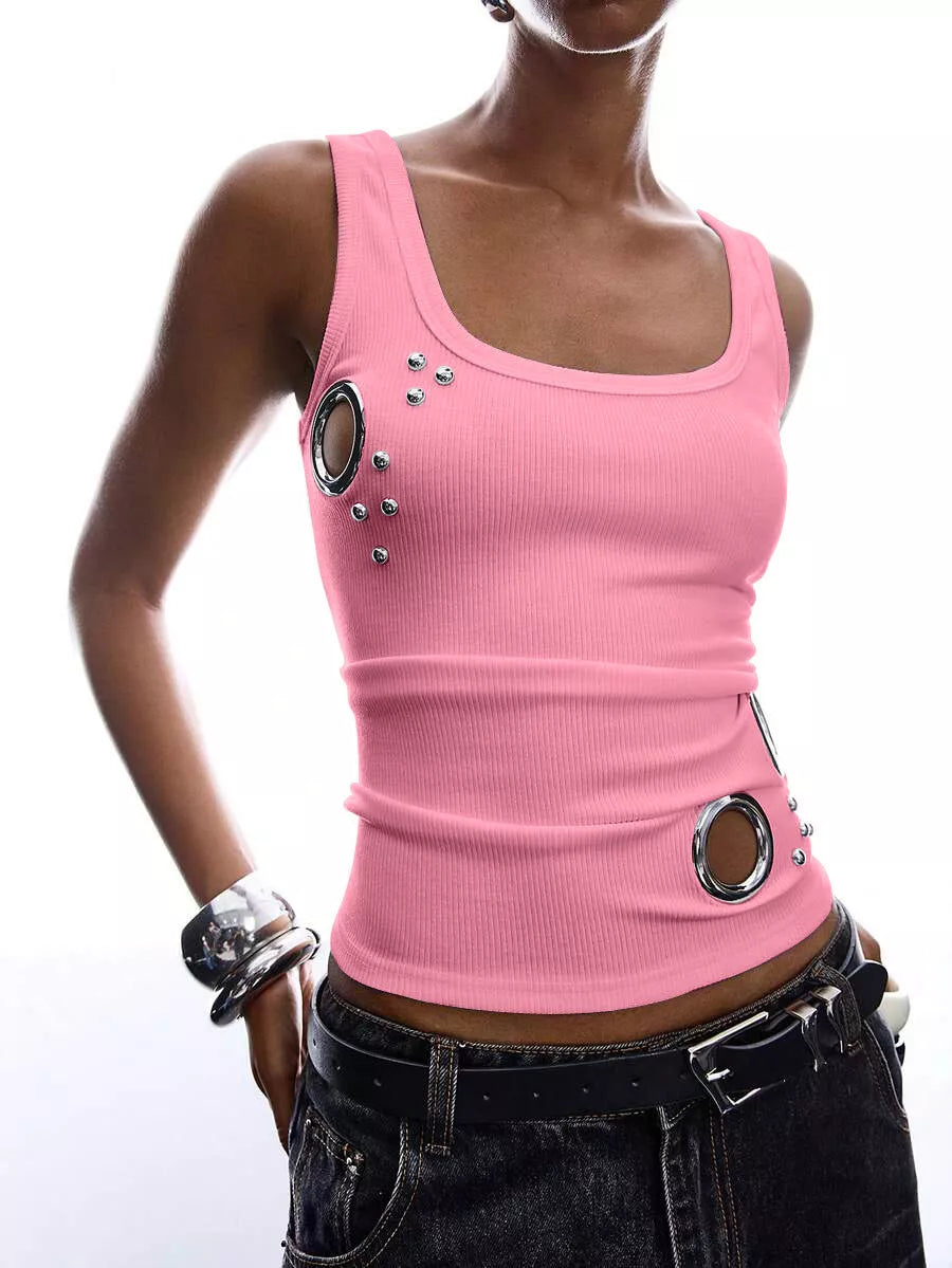 tank top in Rose Red with scoop neck and sleeveless