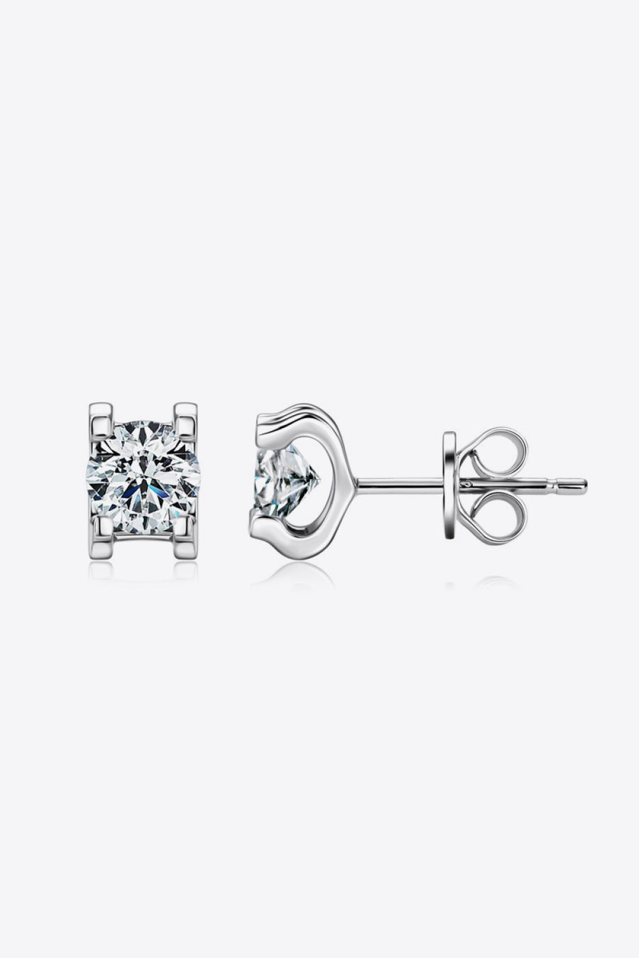 Silver stud earrings with clear round cut stones