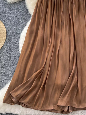 Apricot Elegant Pleated Maxi Skirt Collection