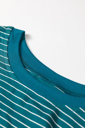 teal lounge set with elastic waist and long sleeve