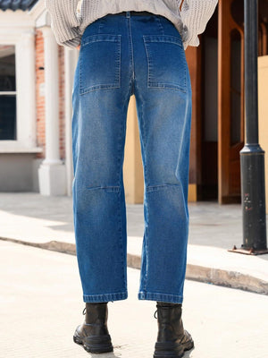 wide-leg jeans in White with pocketed and ankle-length