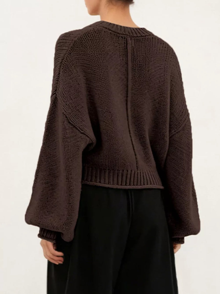 pullover sweater in Khaki with oversized and hip-length