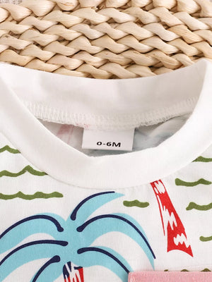 Children's Palm Tree Print T-shirt And Shorts Set in Caramel, view 12