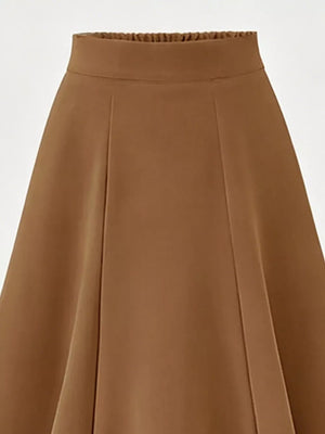 A-line Midi Skirt With Elastic Waistband, view 11