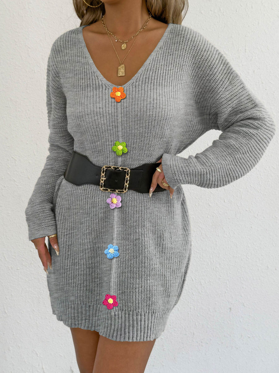 Flower Ash sweater dress with pullover and floral
