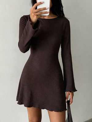 Coffee Brown bodycon dress with mini and pullover