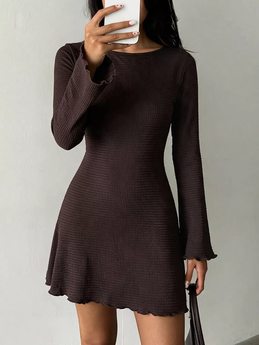 Coffee Brown bodycon dress with mini and pullover
